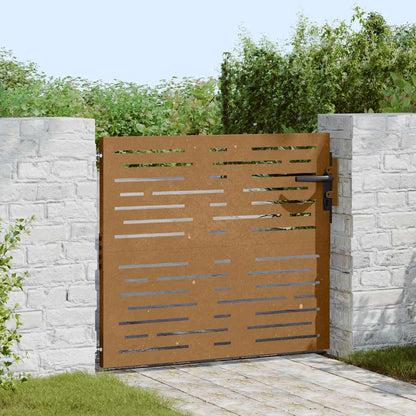 Cancello da giardino 85x75 cm in acciaio Corten design quadrato | homemem39