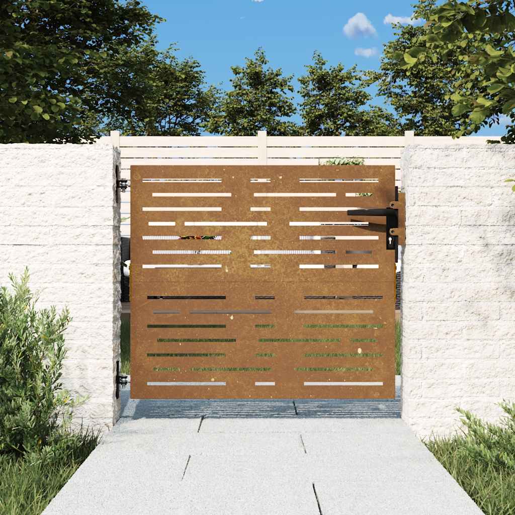 Cancello da giardino 85x75 cm in acciaio Corten design quadrato | homemem39
