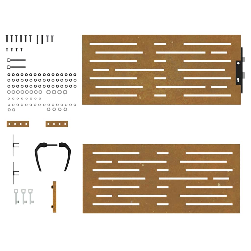 Cancello da giardino 85x125 cm in acciaio Corten design quadrato | homemem39
