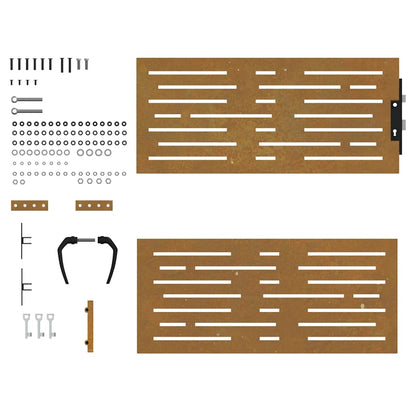 Cancello da giardino 85x125 cm in acciaio Corten design quadrato | homemem39