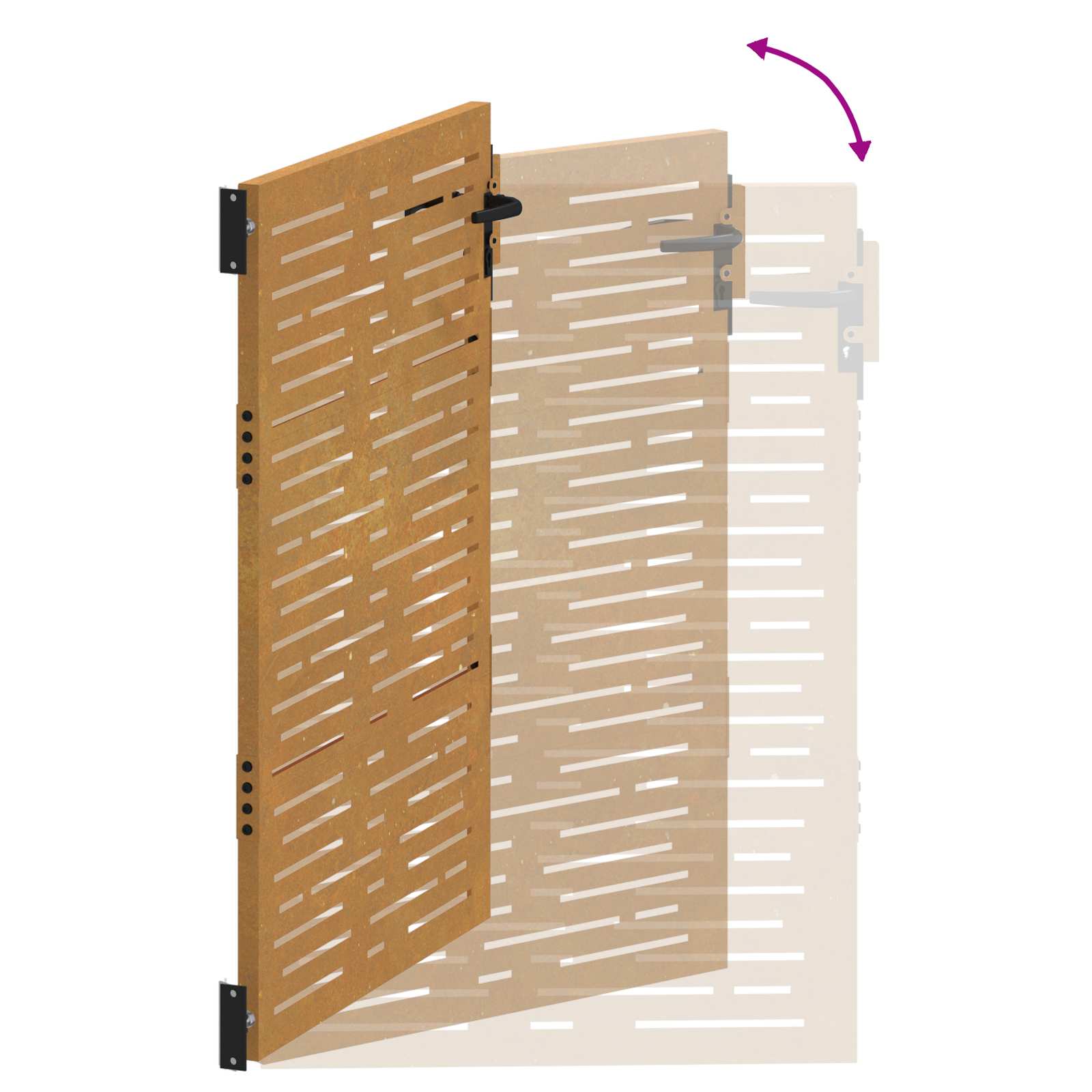 Cancello da giardino 85x150 cm in acciaio Corten design quadrato | homemem39