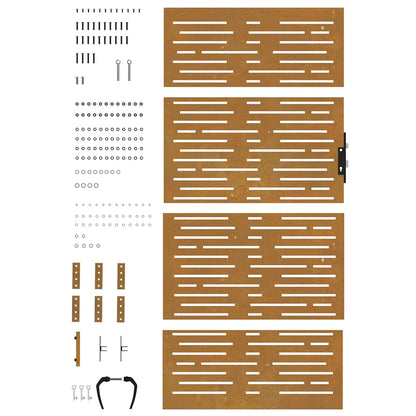 Cancello da giardino 85x175 cm in acciaio Corten design quadrato | homemem39