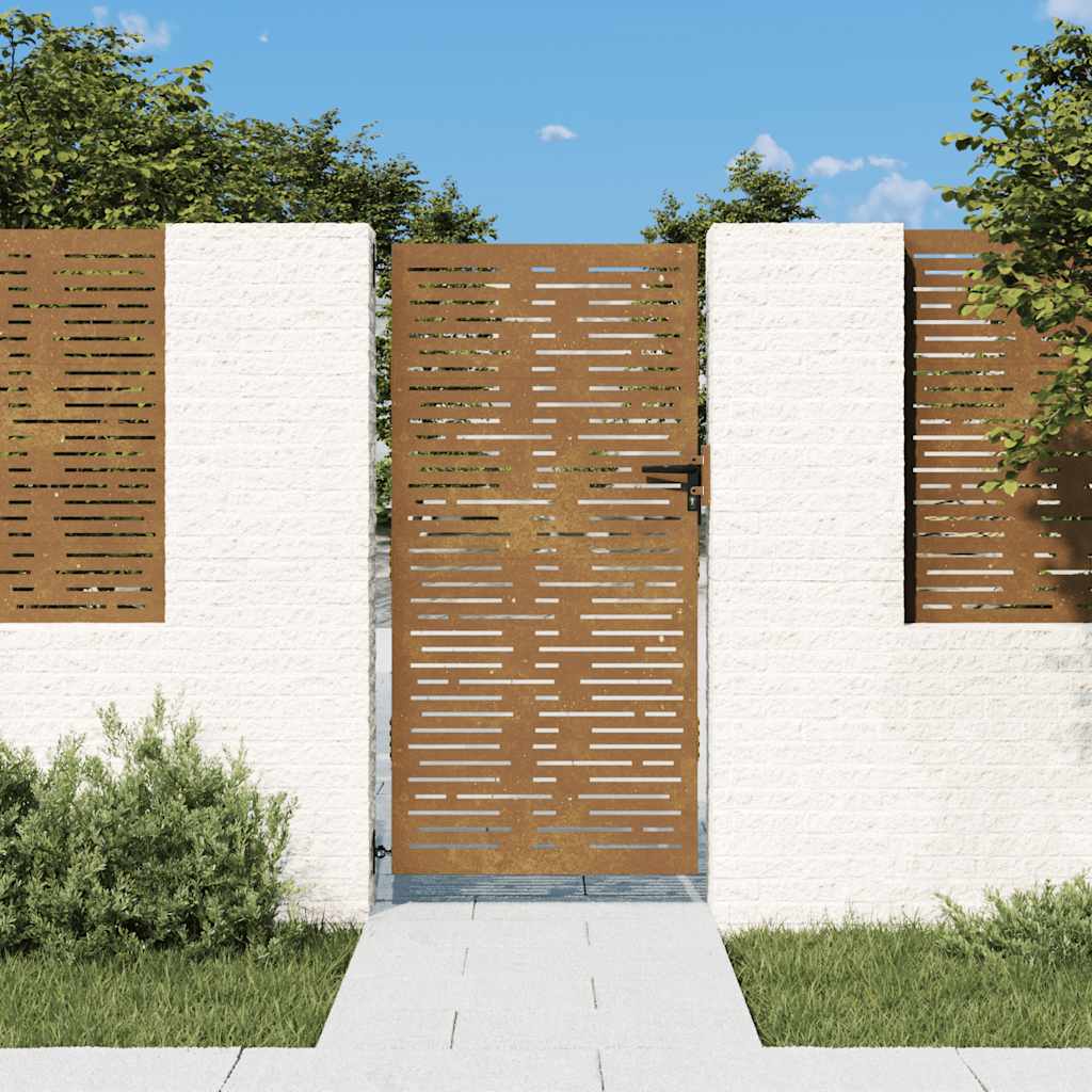 Cancello da giardino 85x175 cm in acciaio Corten design quadrato | homemem39