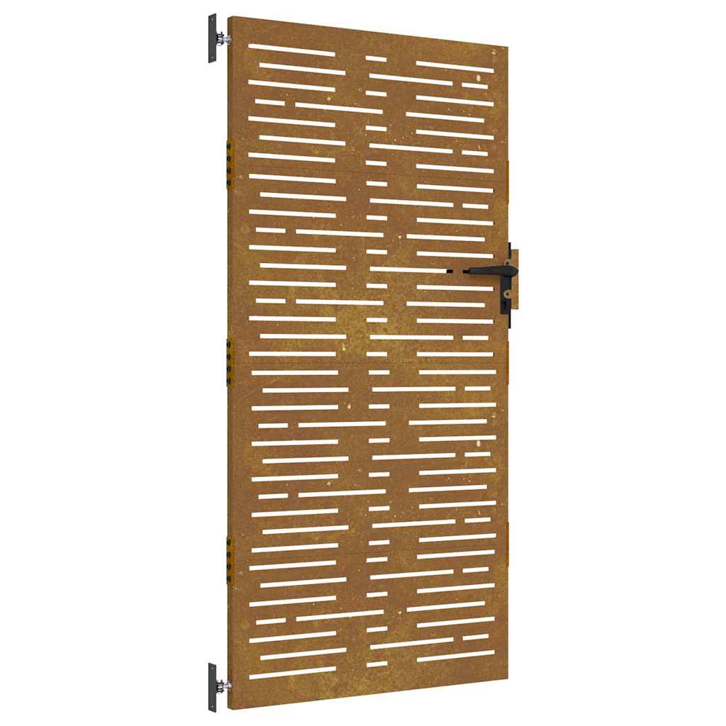 Cancello da giardino 85x200 cm in acciaio Corten design quadrato | homemem39