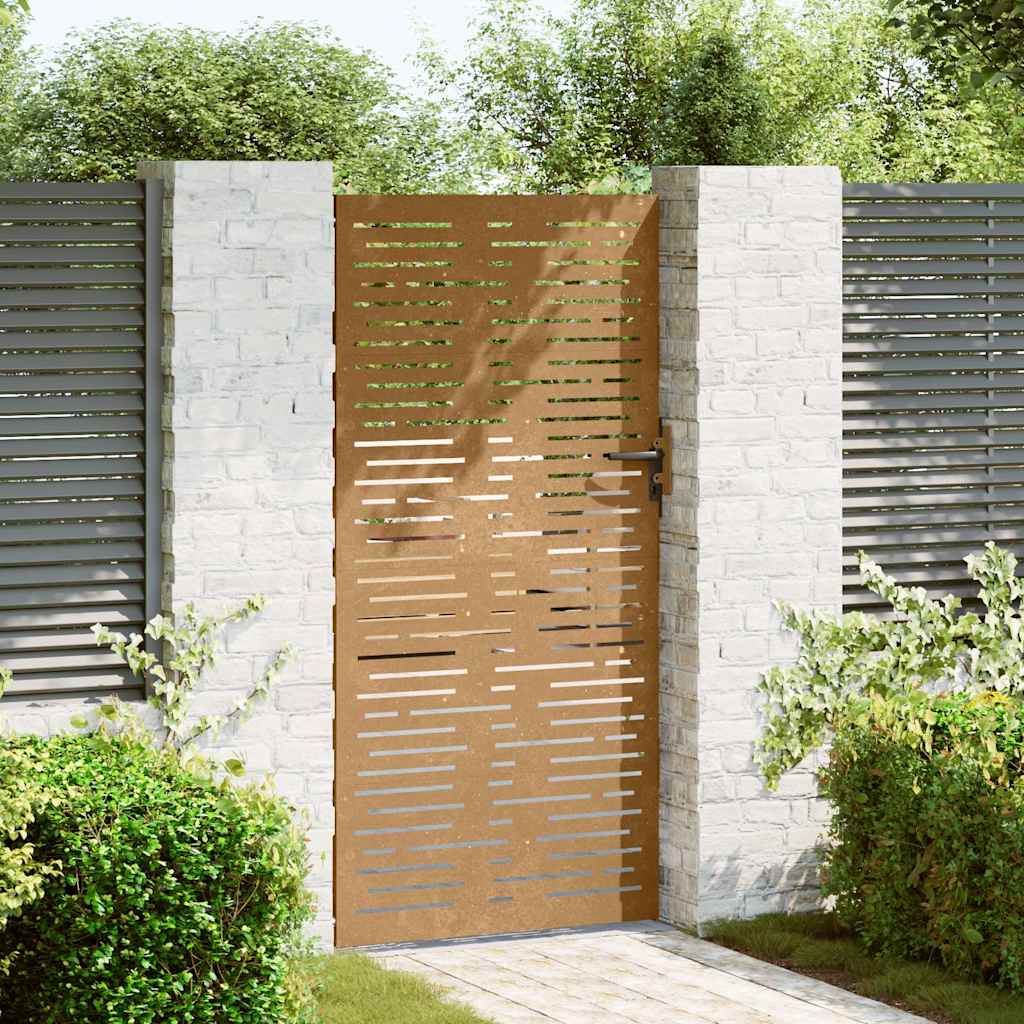 Cancello da giardino 85x200 cm in acciaio Corten design quadrato | homemem39