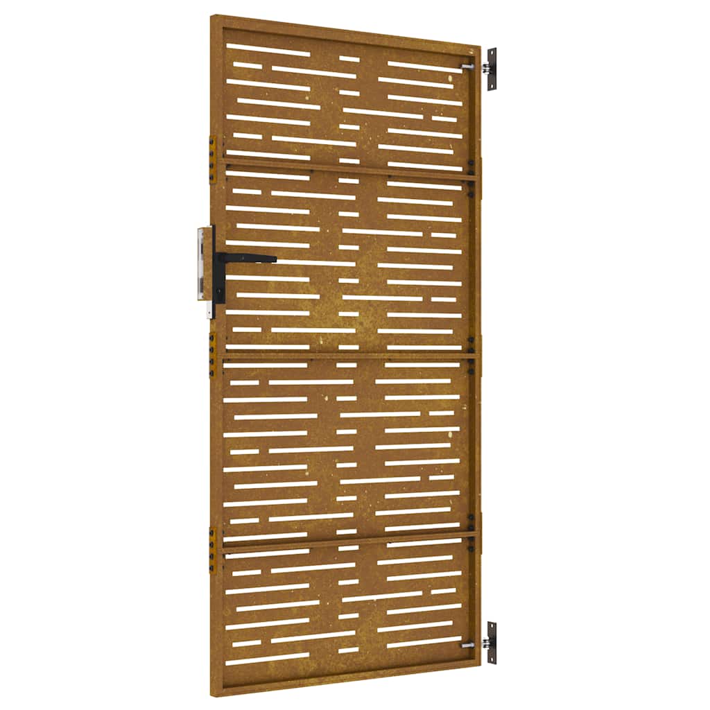 Cancello da giardino 85x200 cm in acciaio Corten design quadrato | homemem39