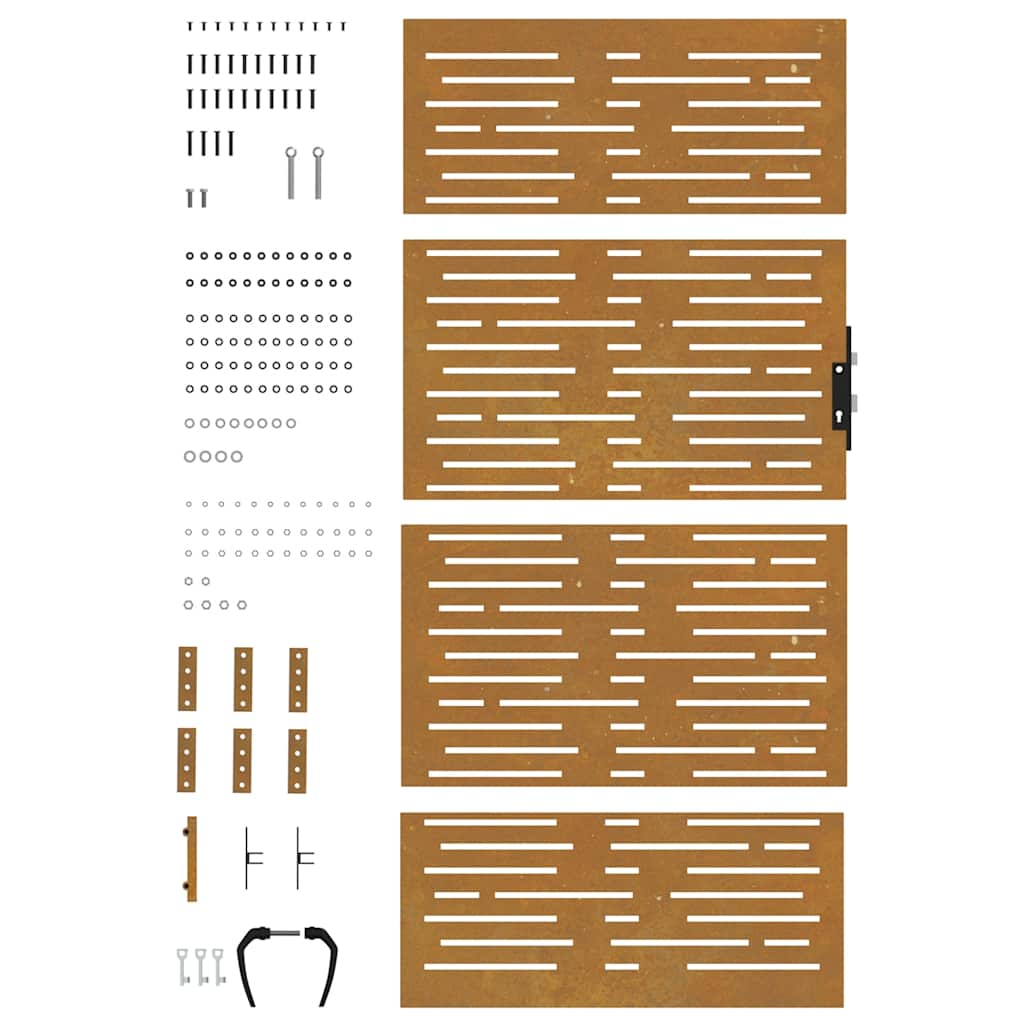 Cancello da giardino 85x200 cm in acciaio Corten design quadrato | homemem39
