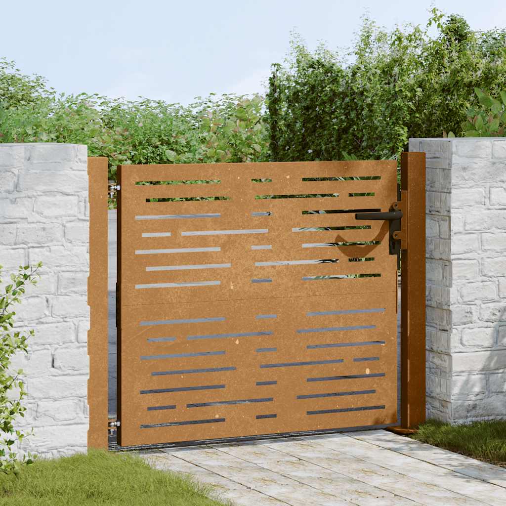 Cancello da giardino 100x75 cm in acciaio Corten design quadrato | homemem39