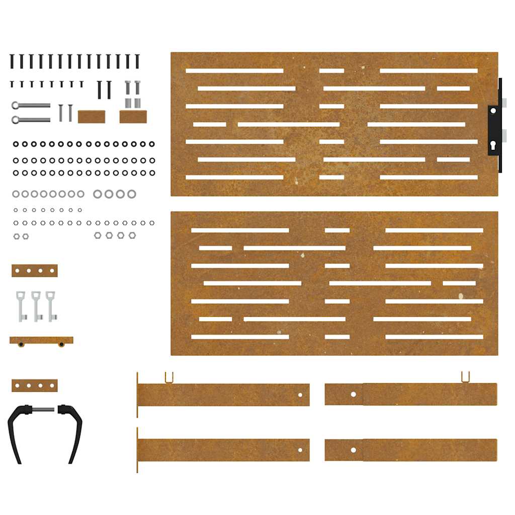 Cancello da giardino 100x100 cm in acciaio Corten design quadrato | homemem39