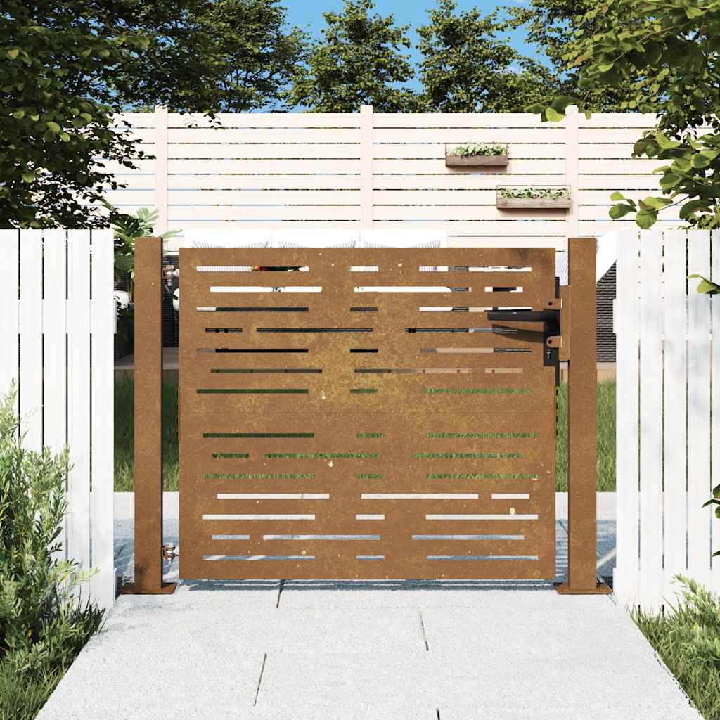 Cancello da giardino 100x100 cm in acciaio Corten design quadrato | homemem39