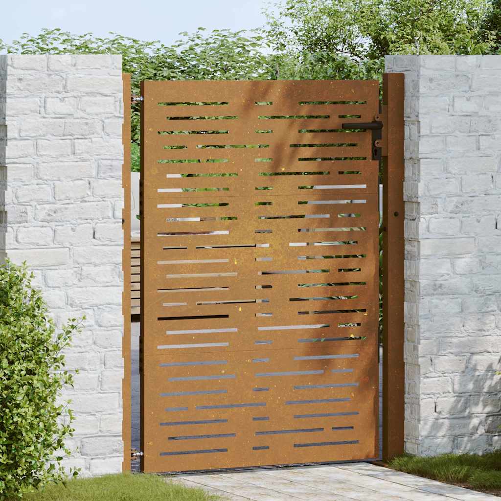 Cancello da giardino 100x125 cm in acciaio Corten design quadrato | homemem39