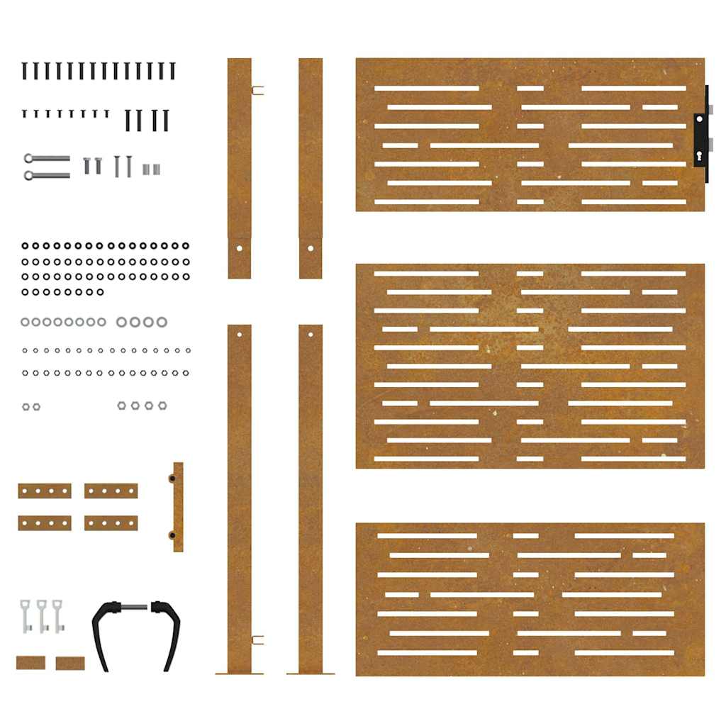 Cancello da giardino 100x125 cm in acciaio Corten design quadrato | homemem39