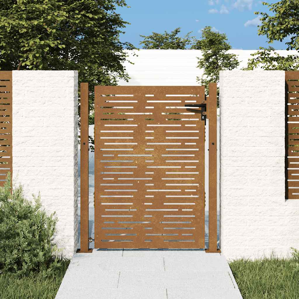 Cancello da giardino 100x125 cm in acciaio Corten design quadrato | homemem39
