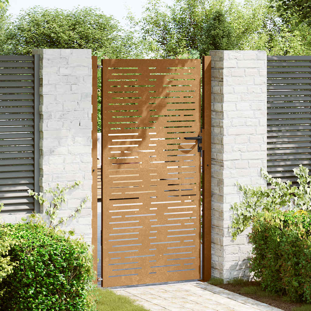 Cancello da giardino 100x175 cm in acciaio Corten design quadrato