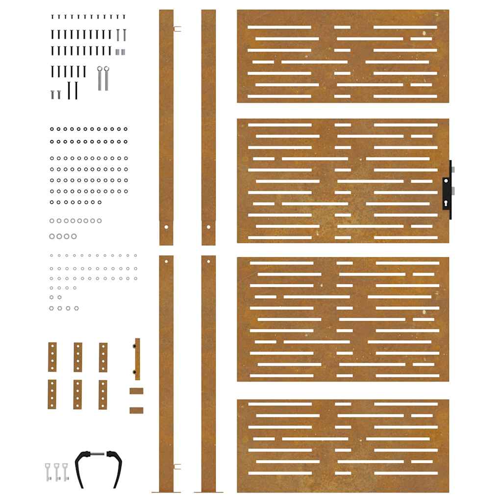 Cancello da giardino 100x175 cm in acciaio Corten design quadrato | homemem39