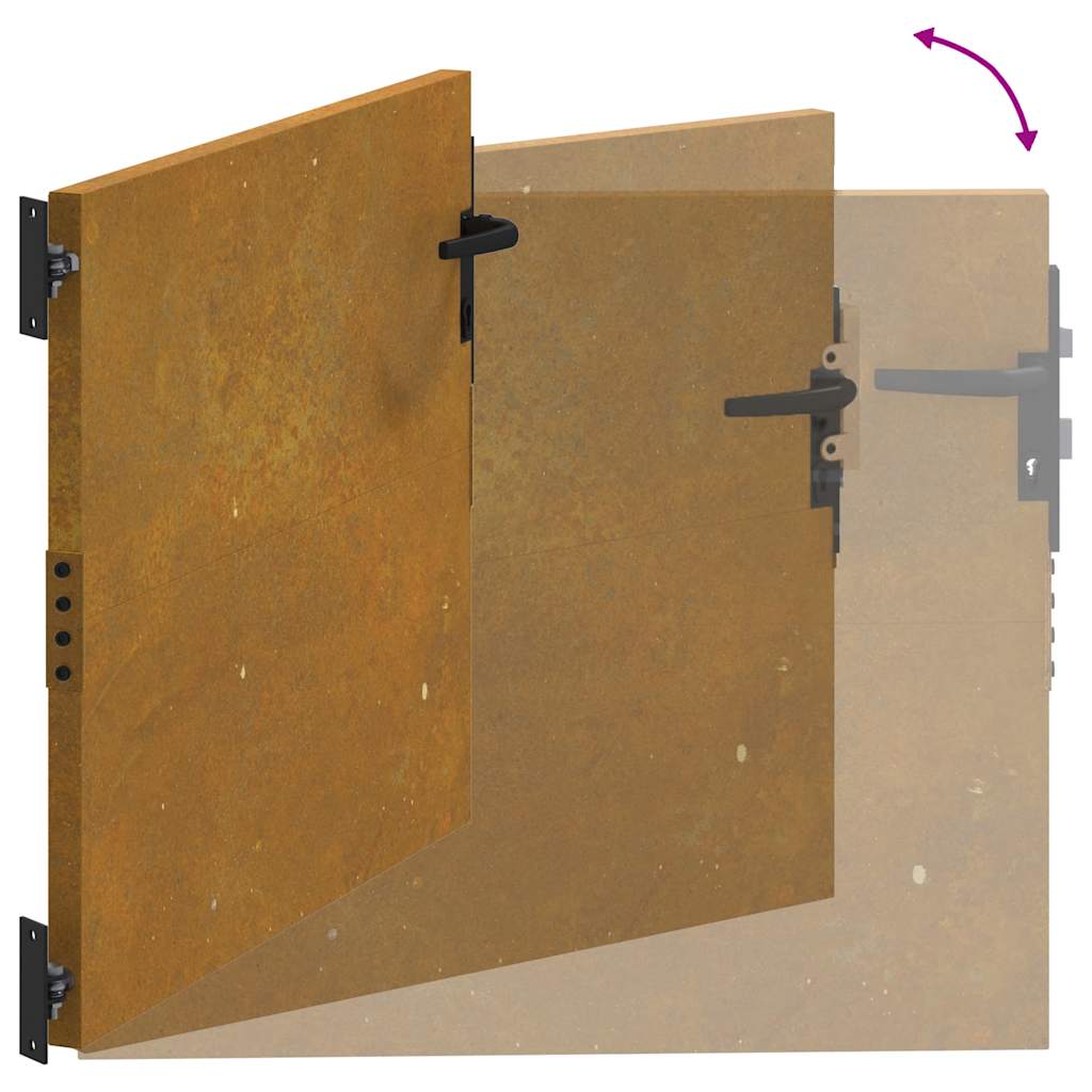 Cancello da giardino 85x125 cm in acciaio Corten design quadrato | homemem39