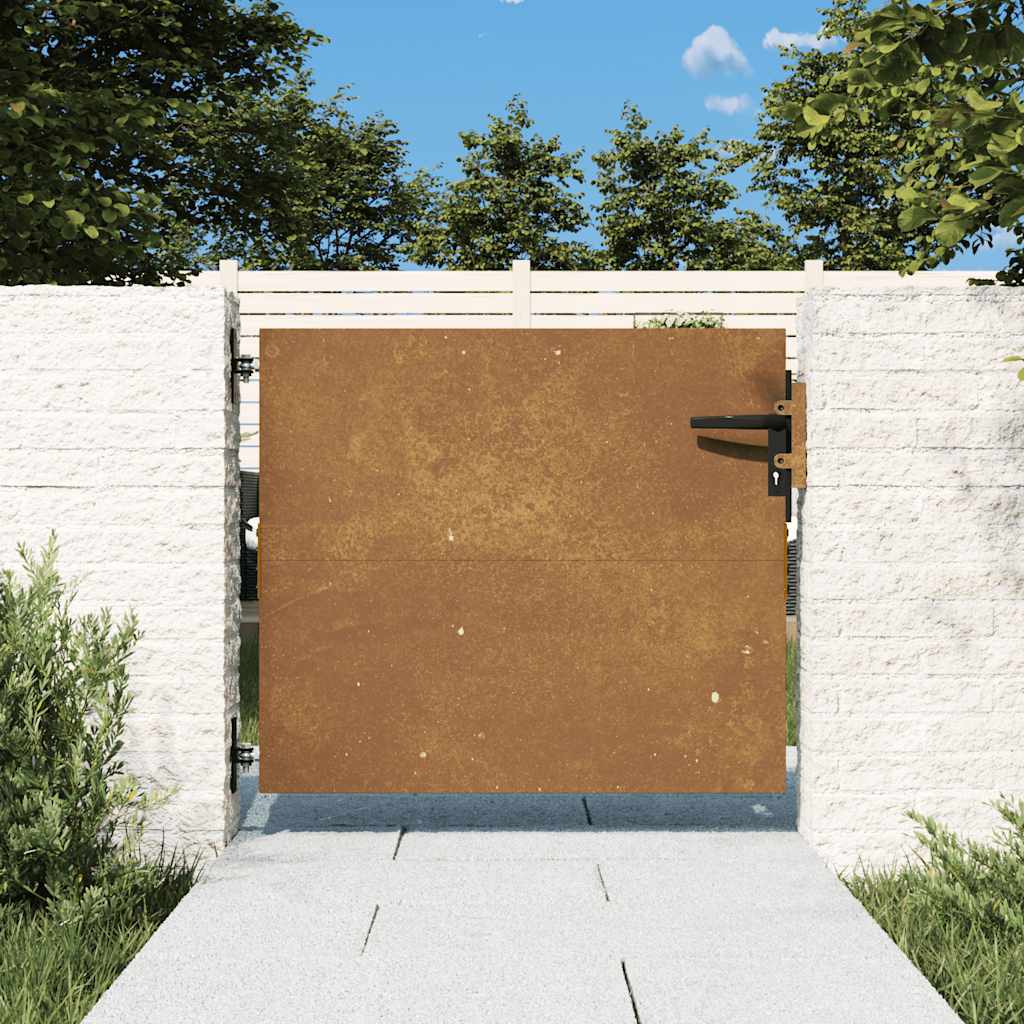 Cancello da giardino 85x125 cm in acciaio Corten design quadrato | homemem39