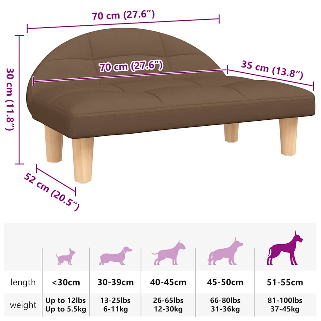 Lettino per Cani Marrone 70x52x30 cm in Tessuto | homemem39