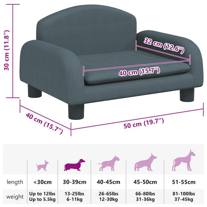 Lettino per Cani Grigio Scuro 50x40x30 cm in Tessuto | homemem39