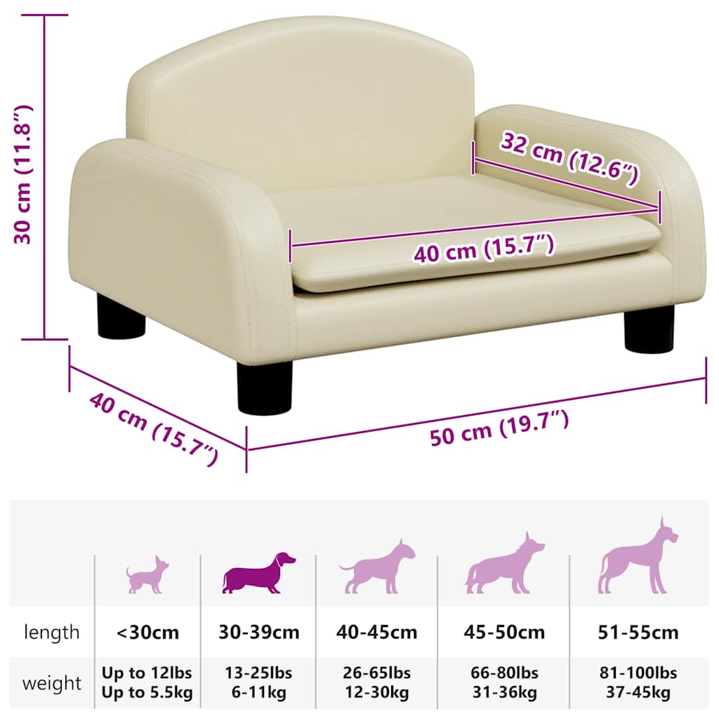 Lettino per Cani Crema 50x40x30 cm in Similpelle | homemem39