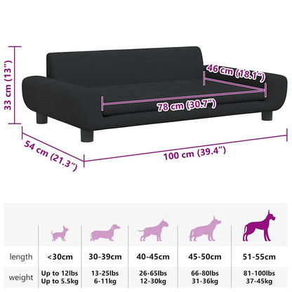 Lettino per Cani Nero 100x54x33 cm in Velluto | homemem39