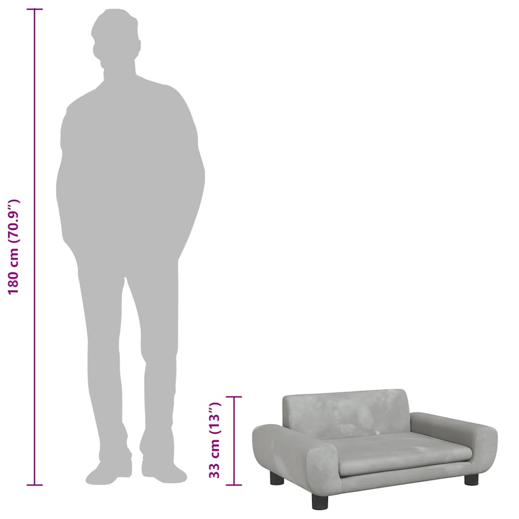 Lettino per Cani Grigio Chiaro 70x45x33 cm in Velluto - homemem39