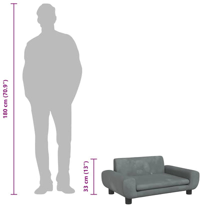 Lettino per Cani Grigio Scuro 70x45x33 cm in Velluto - homemem39