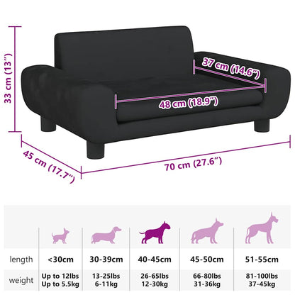Lettino per Cani Nero 70x45x33 cm in Velluto | homemem39