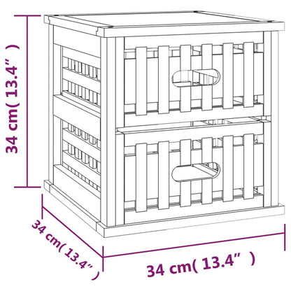 Comodino 34x34x34 cm in Legno Massello di Noce