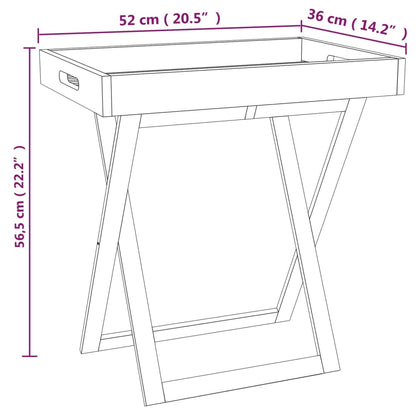Tavolo a Vassoio Pieghevole 52x36x56,5cm Legno Massello di Noce - homemem39