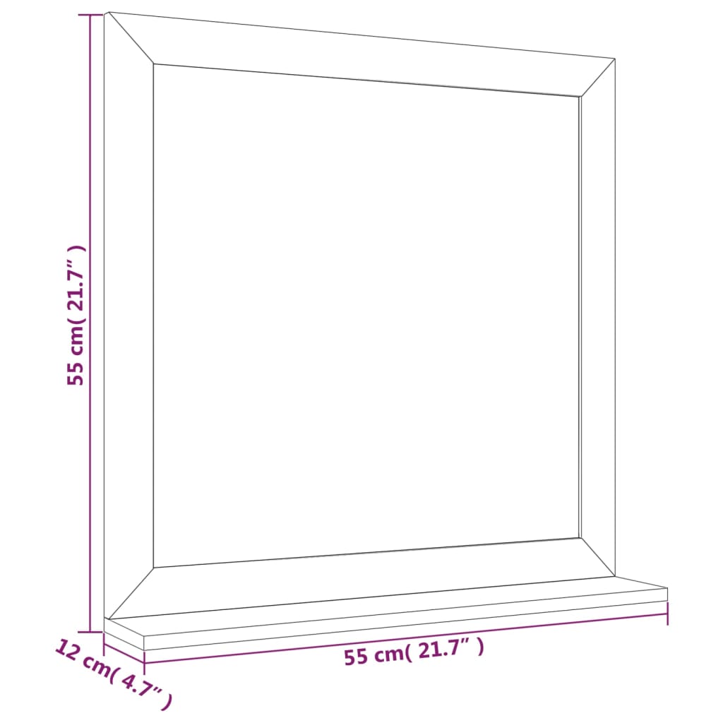 Specchio da Parete 55x55 cm in Legno Massello di Noce | homemem39