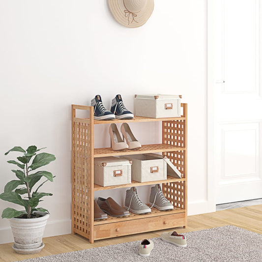Scarpiera con Cassetto 70x27x81 cm Legno Massello di Noce - homemem39