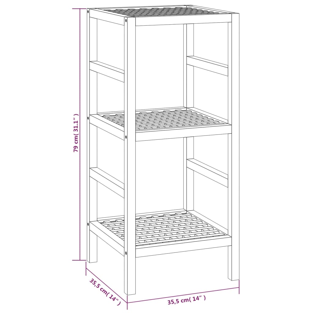 Scaffale da Bagno 35,5x35,5x79 cm in Legno Massello di Noce | homemem39
