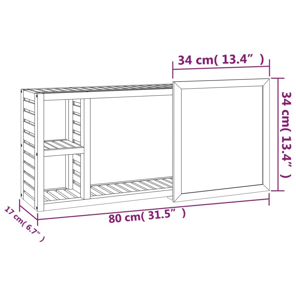 Armadietto a Specchio 80x17x34 cm in Legno Massello di Noce - homemem39