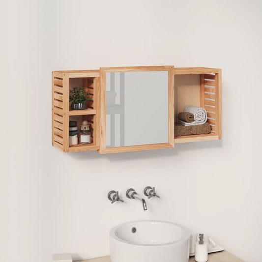 Armadietto a Specchio 80x17x34 cm in Legno Massello di Noce | homemem39