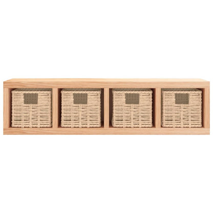 Scaffale a Muro con Cestini 62x18x16 cm Legno Massello Noce