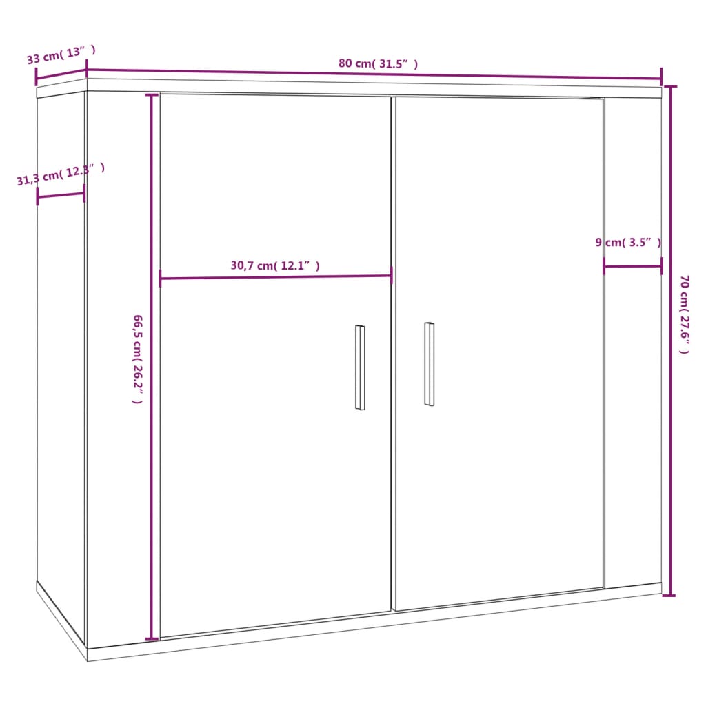 Credenza Rovere Sonoma 80x33x70 cm in Legno Multistrato - homemem39