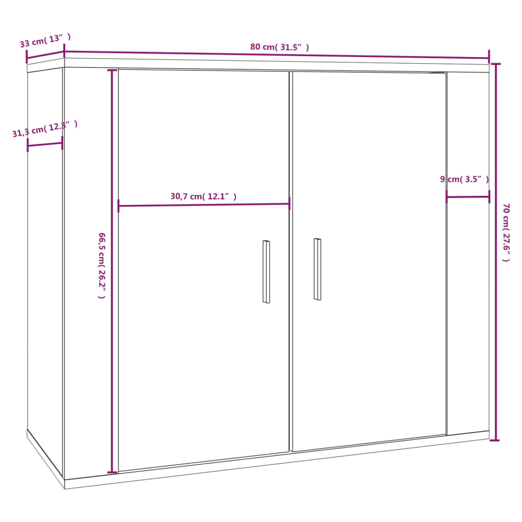 Credenza Rovere Marrone 80x33x70 cm in Legno Multistrato - homemem39