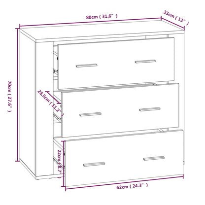 Credenza Rovere Sonoma 80x33x70 cm in Legno Multistrato | homemem39