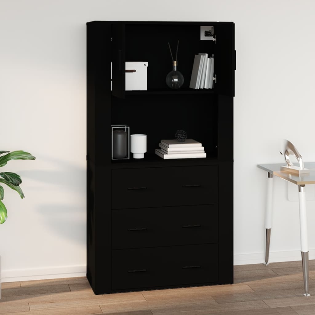 Mobile a Parete Nero 80x33x80 cm in Legno Multistrato