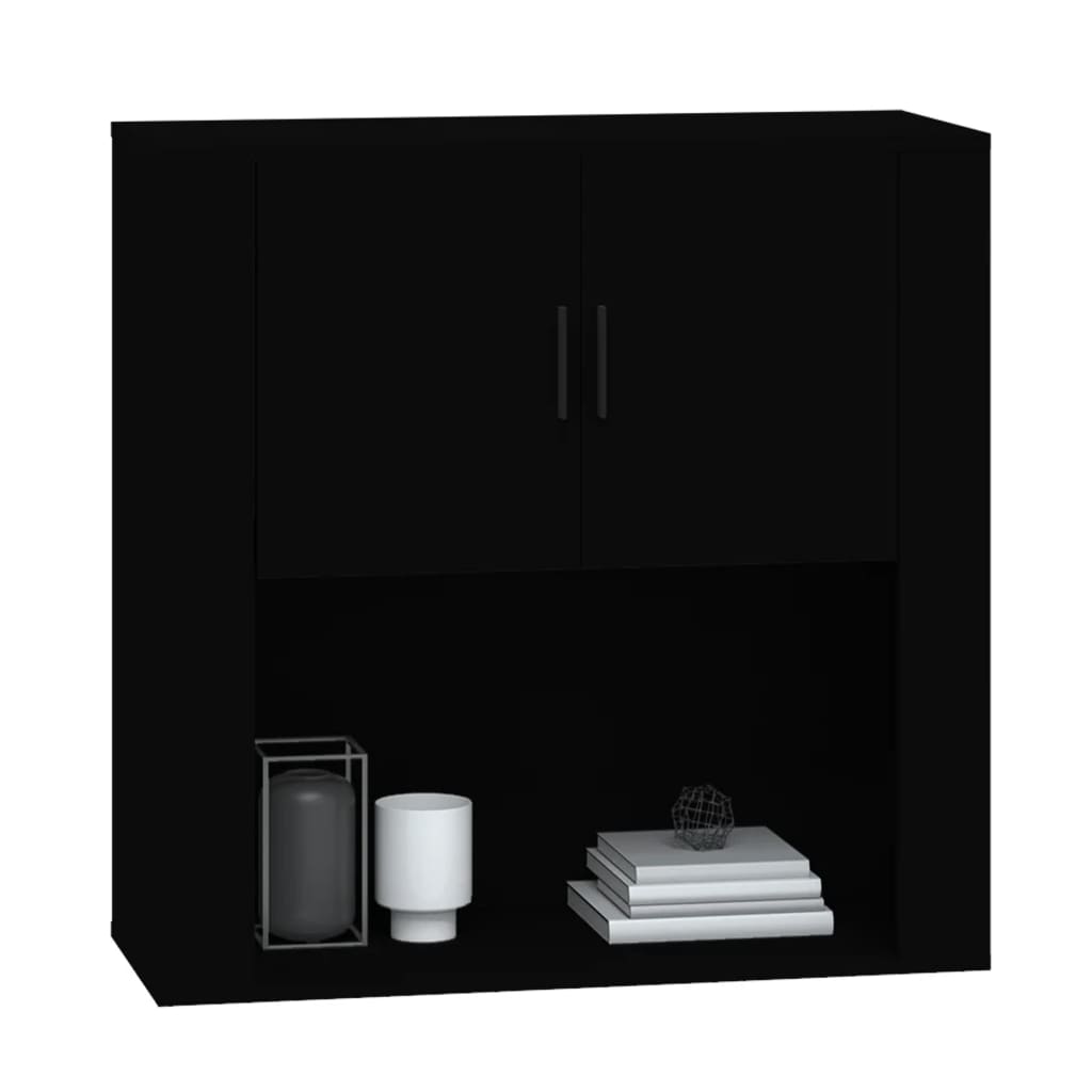 Mobile a Parete Nero 80x33x80 cm in Legno Multistrato