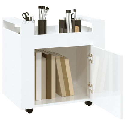 Carrello Scrivania bianco lucido 60x45x60 cm Legno Multistrato - homemem39