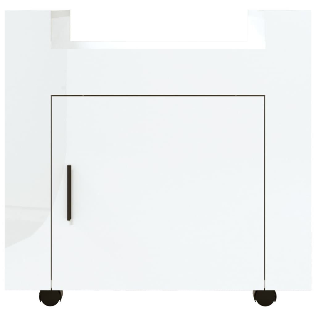Carrello Scrivania bianco lucido 60x45x60 cm Legno Multistrato - homemem39