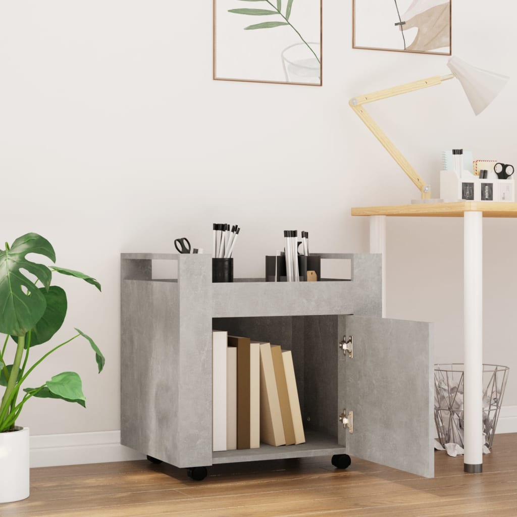 Carrello Scrivania Grigio cemento 60x45x60 cm Legno Multistrato - homemem39