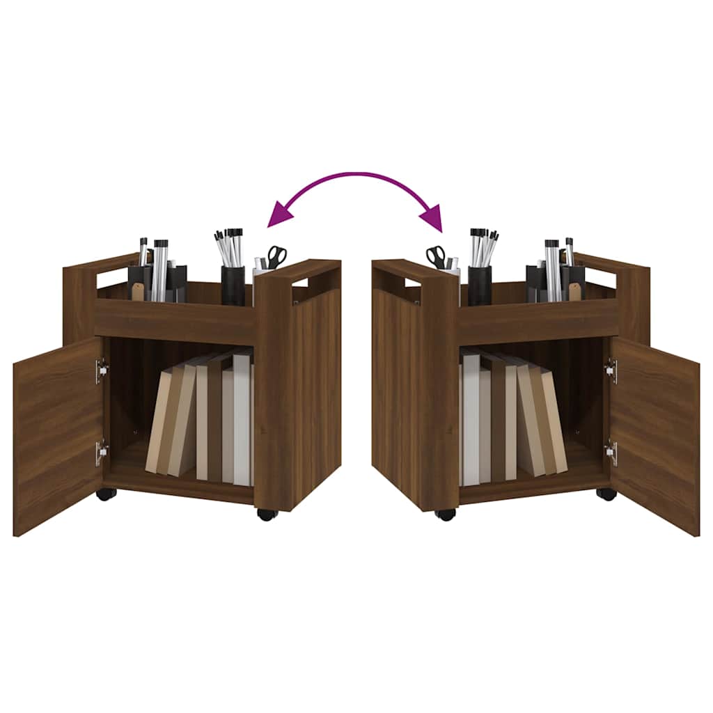 Carrello Scrivania Rovere Marrone 60x45x60 cm Legno Multistrato