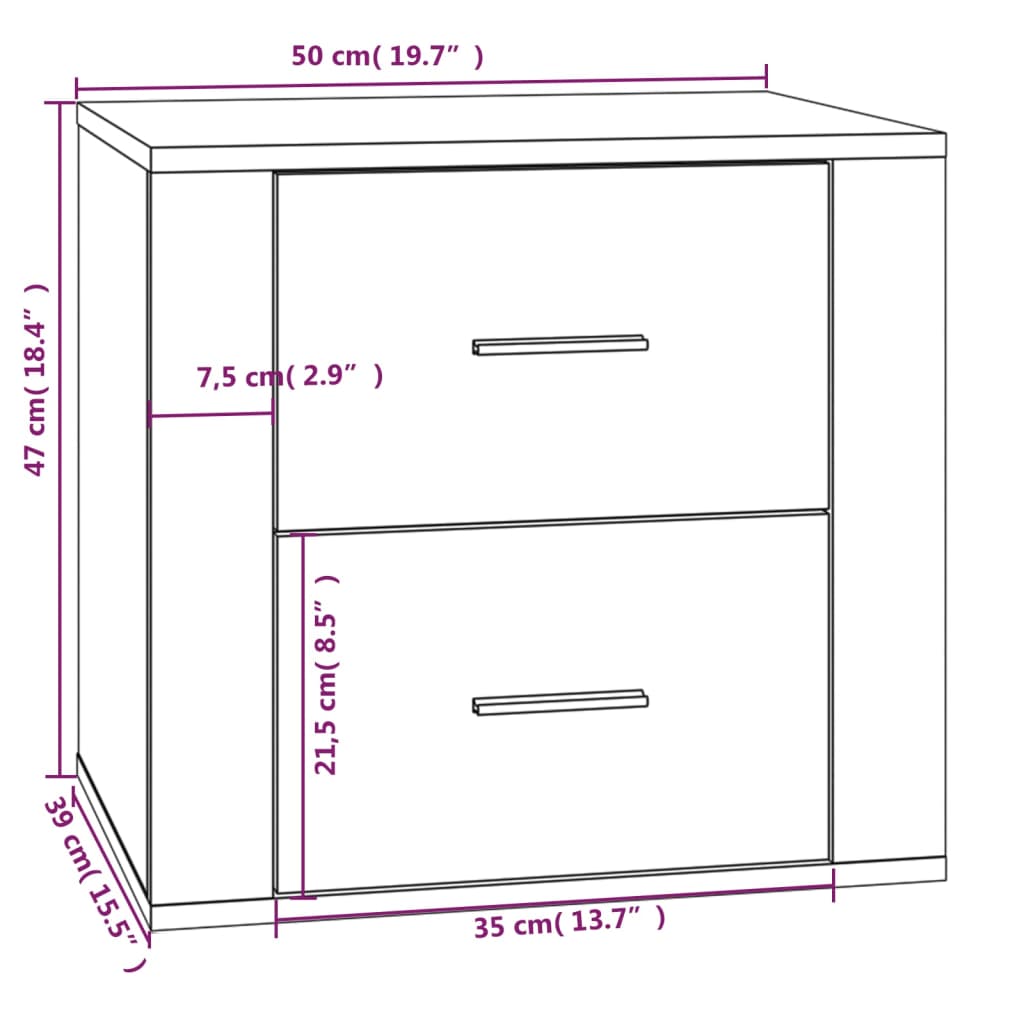 Comodino Grigio Cemento 50x39x47 cm - homemem39