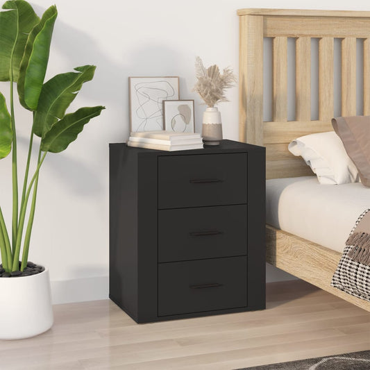 Comodino Nero 50x36x60 cm in Legno Multistrato - homemem39