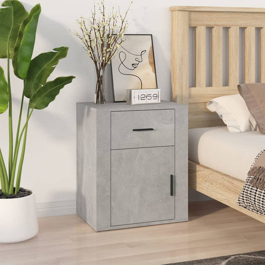 Comodino Grigio Cemento 50x36x60 cm in Legno Multistrato - homemem39