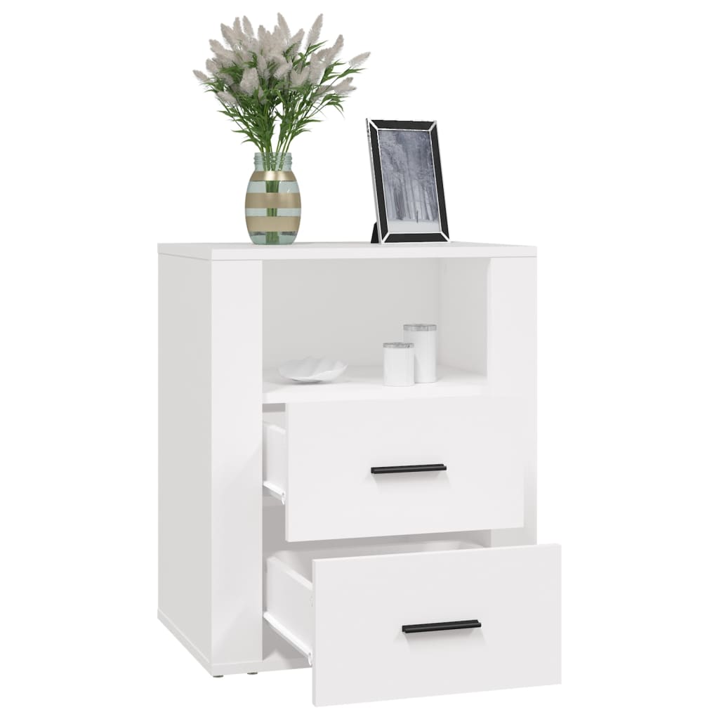 Comodino Bianco 50x36x60 cm in Legno Ingegnerizzato - homemem39