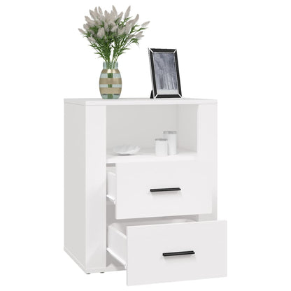 Comodino Bianco 50x36x60 cm in Legno Ingegnerizzato - homemem39